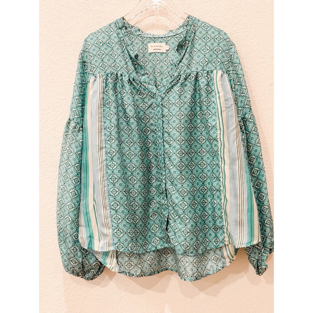 FLANNEL Australia Limited Edition 100% Silk Boho Blouse Size 1 (US 4/6) Luxury